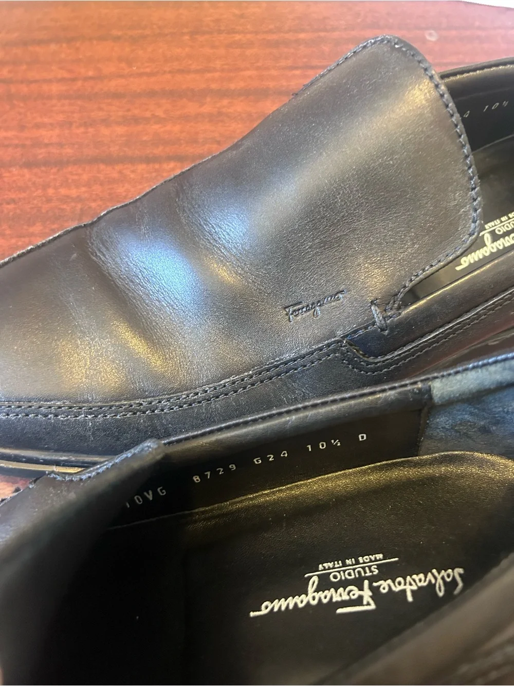 Salvatore Ferragamo Studio Black Leather Slip-On Loafers